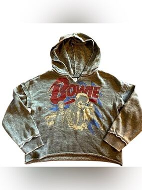 Junkfood 4T David Bowie hooded pullover raw hem burnout band v neck rocker